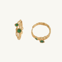 Chalcedony Twisted Branch Gold Hoops