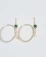 Chalcedony Lichen Branch Silver Large Hoops