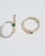 Chalcedony Lichen Branch Silver Medium Hoops