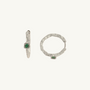 Chalcedony Lichen Branch Silver Medium Hoops