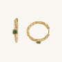 Chalcedony Lichen Branch Gold Medium Hoops