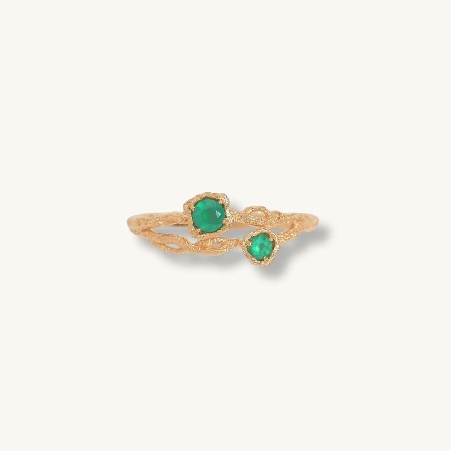 Twisted Branch Green Chalcedony Ring
