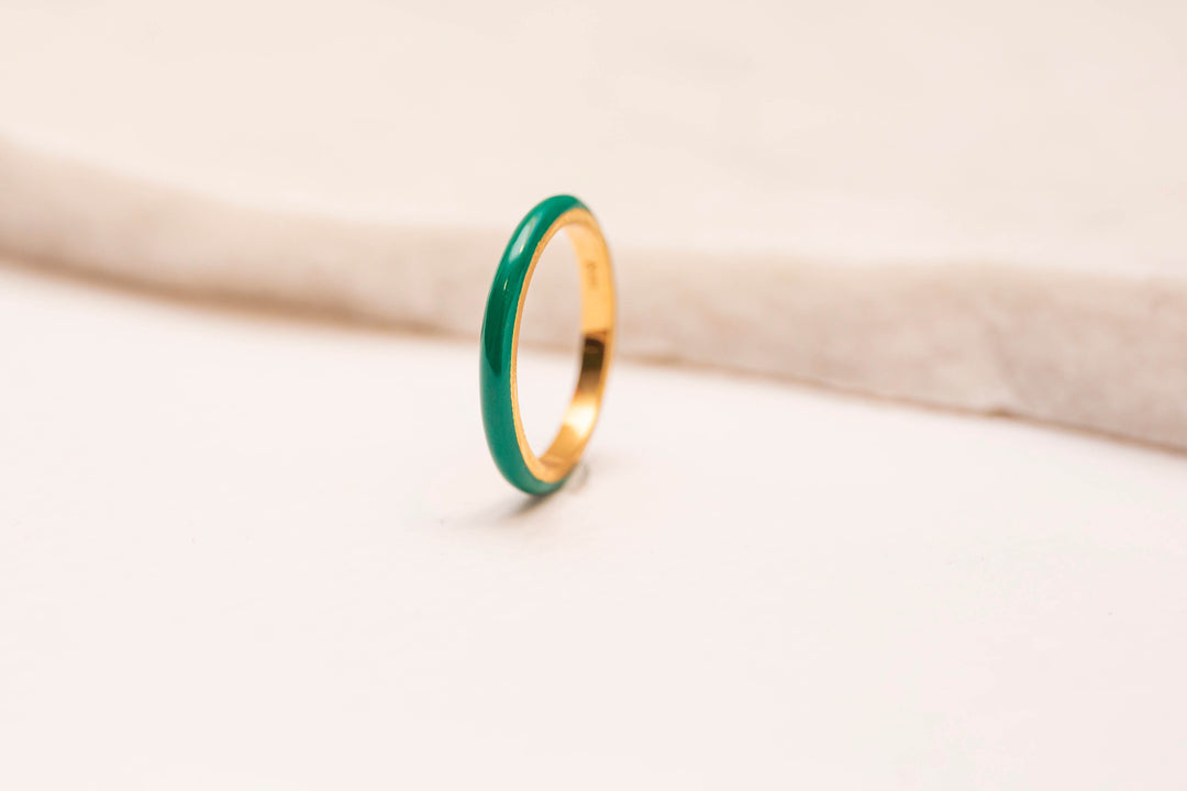 Green Enamel Gold Ring