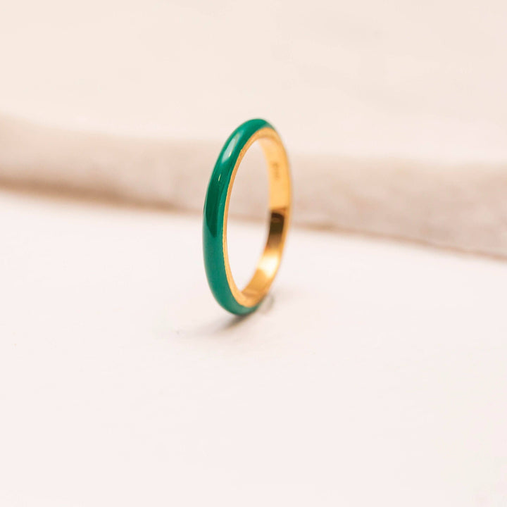 Green Enamel 18k Gold Vermeil Ring