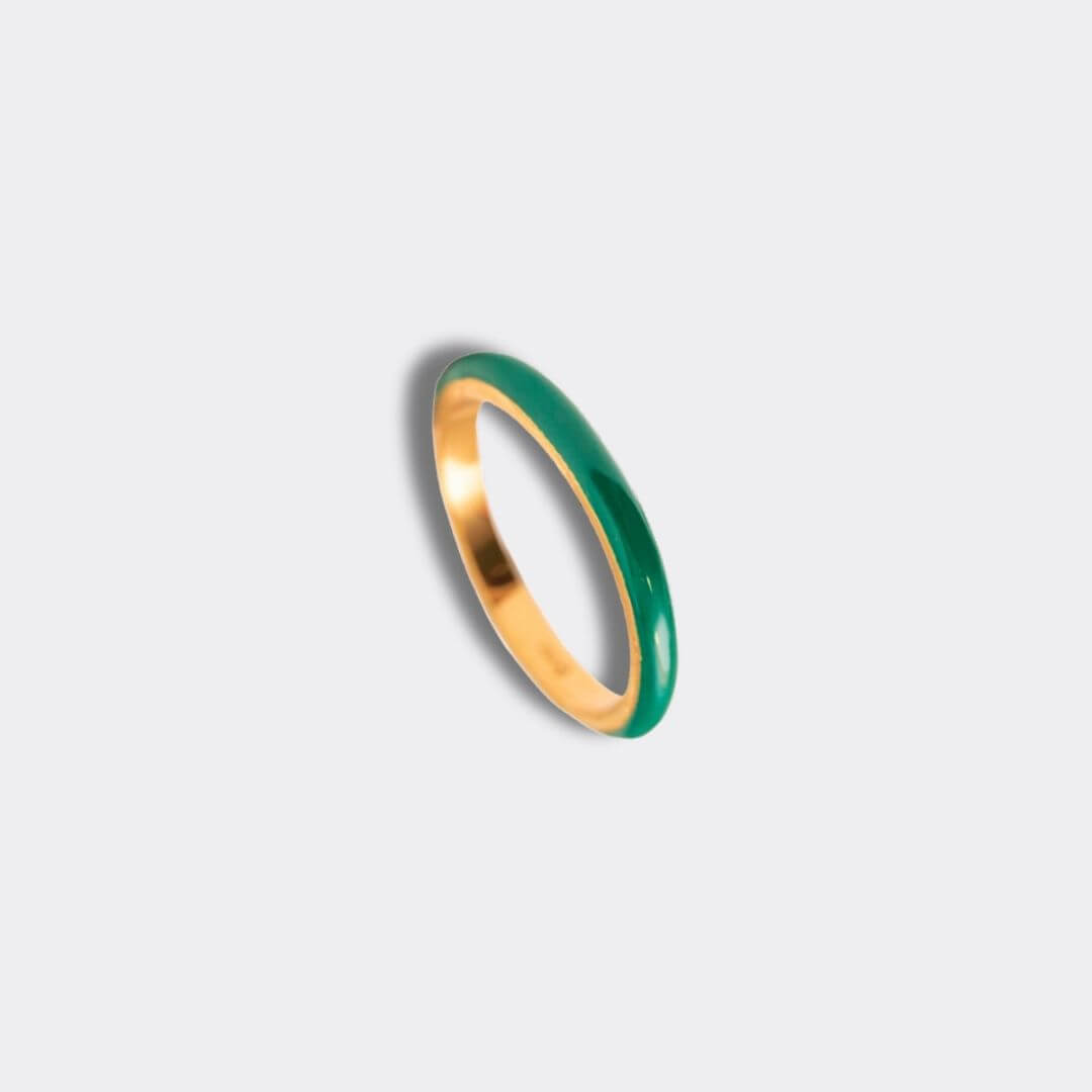 Green Enamel 18k Gold Vermeil Stacking Ring
