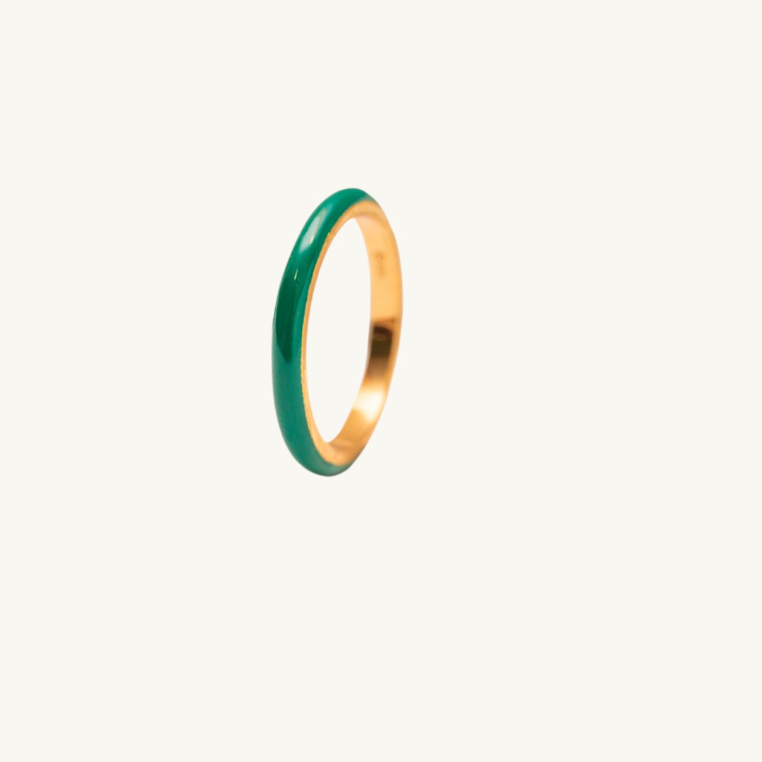 Green Enamel Gold Ring