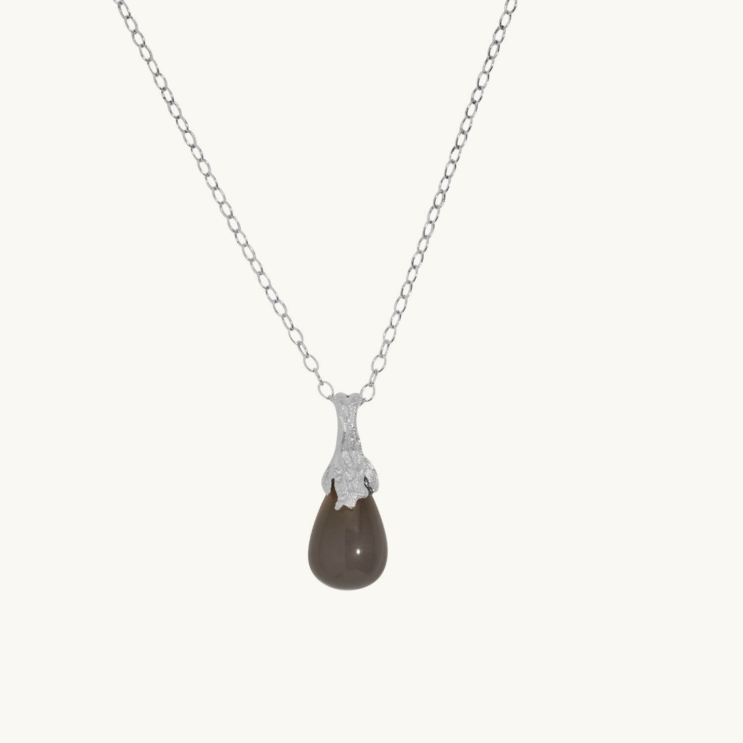 Grey Moonstone Silver Lichen Pendant Necklace - dainty chain