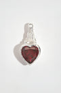 Garnet Heart in Hand Silver Charm Pendant