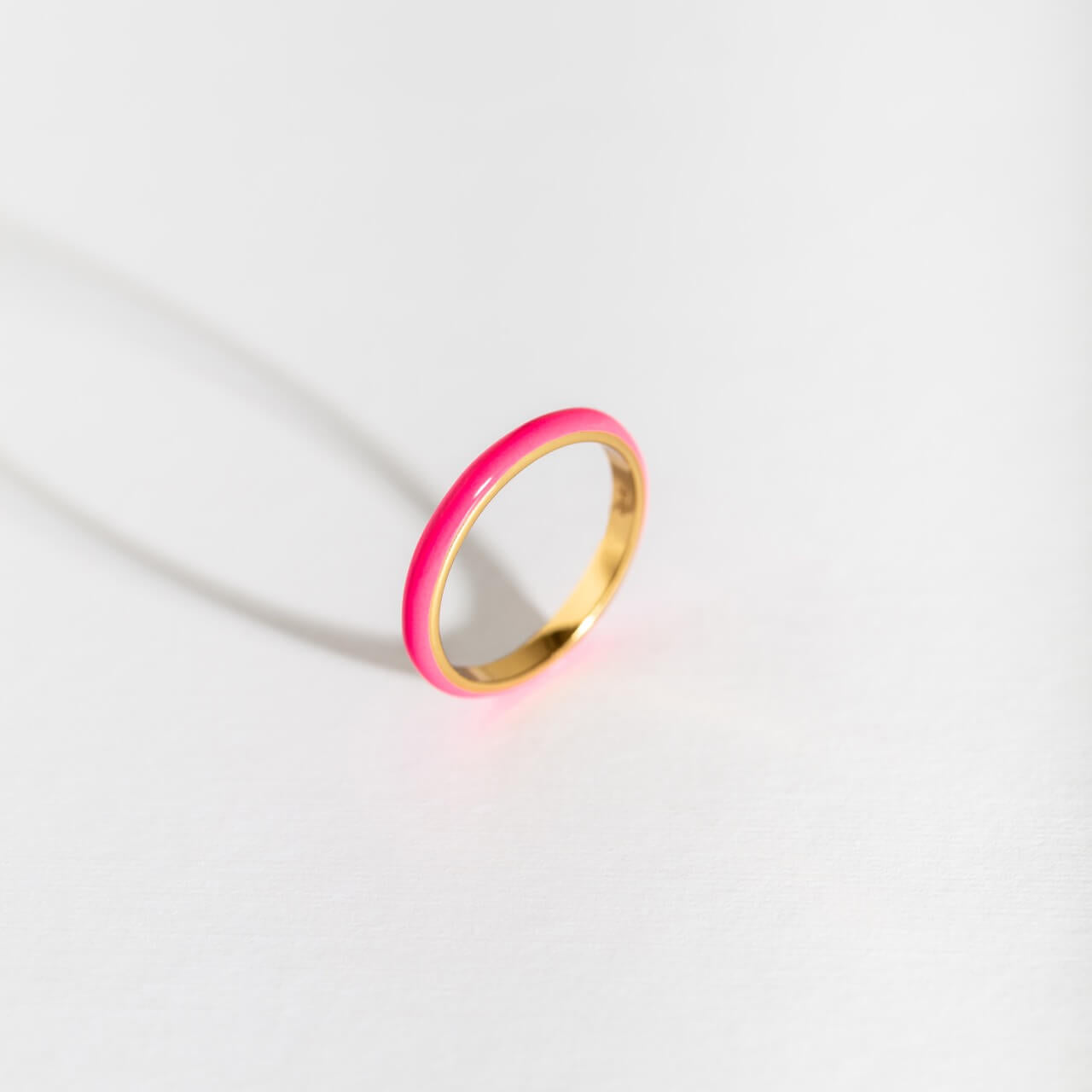 Hot Pink Enamel Gold Ring