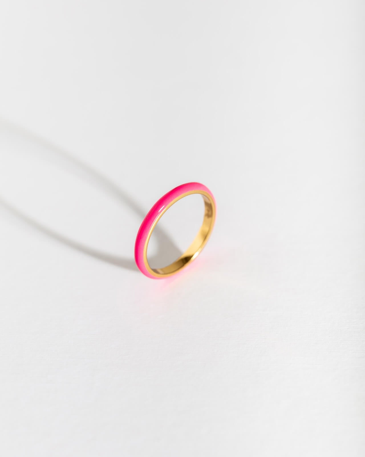 Hot Pink Enamel Gold Ring