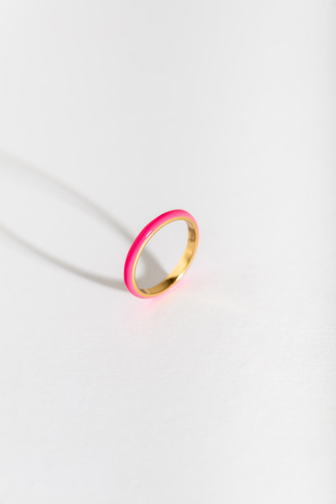Hot Pink Enamel Gold Ring