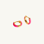 Hot Pink Gold Huggie Earrings
