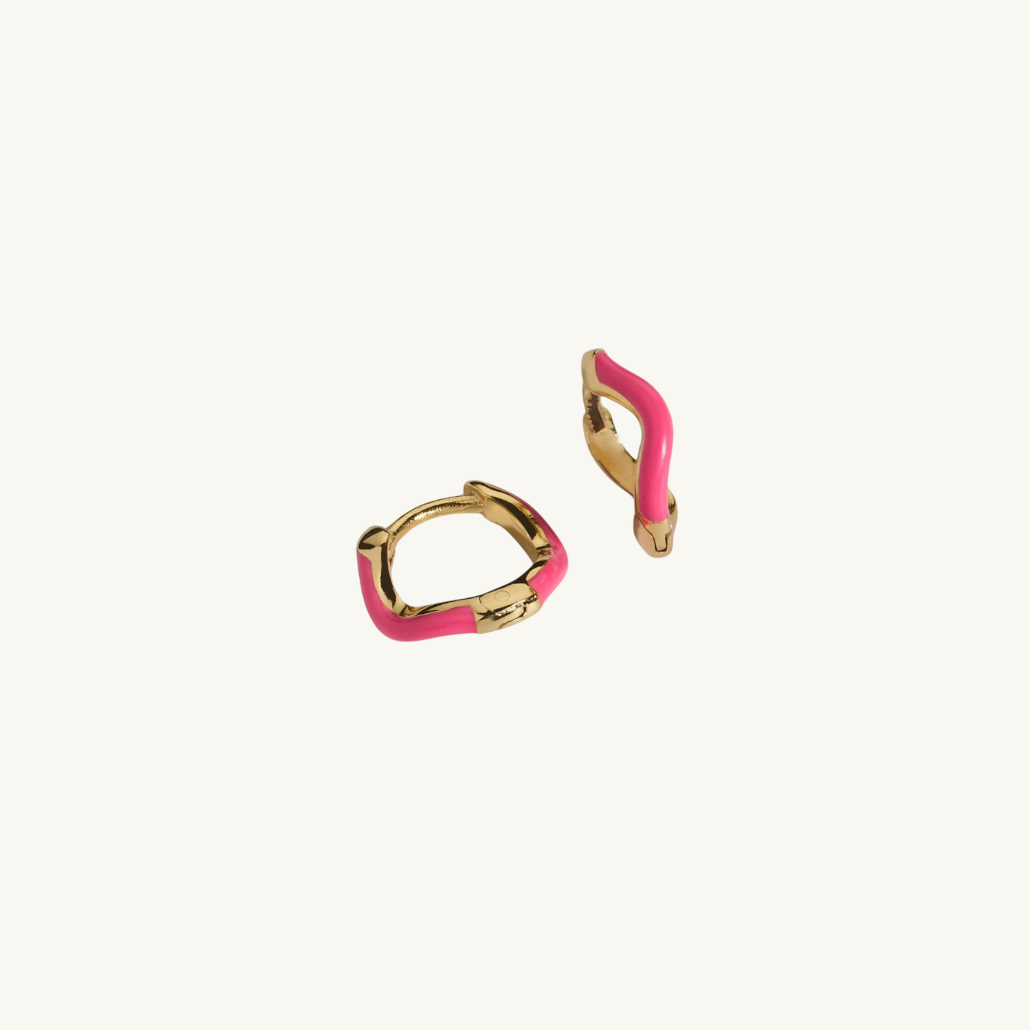 Hot Pink Wavy Enamel Huggie Hoops