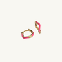 Hot Pink Wavy Enamel Huggie Hoops