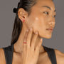 Cherry Red Enamel Huggie Hoop Earrings