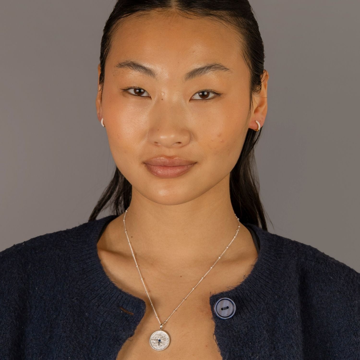 White Enamel Gold Huggie Earrings