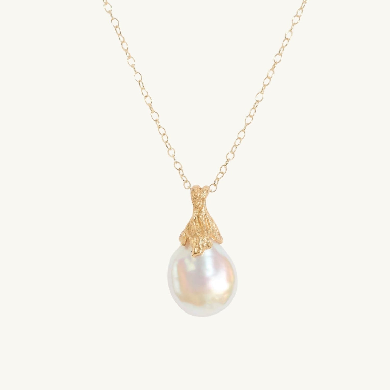 Pearl Gold Vermeil Lichen Pendant Necklace