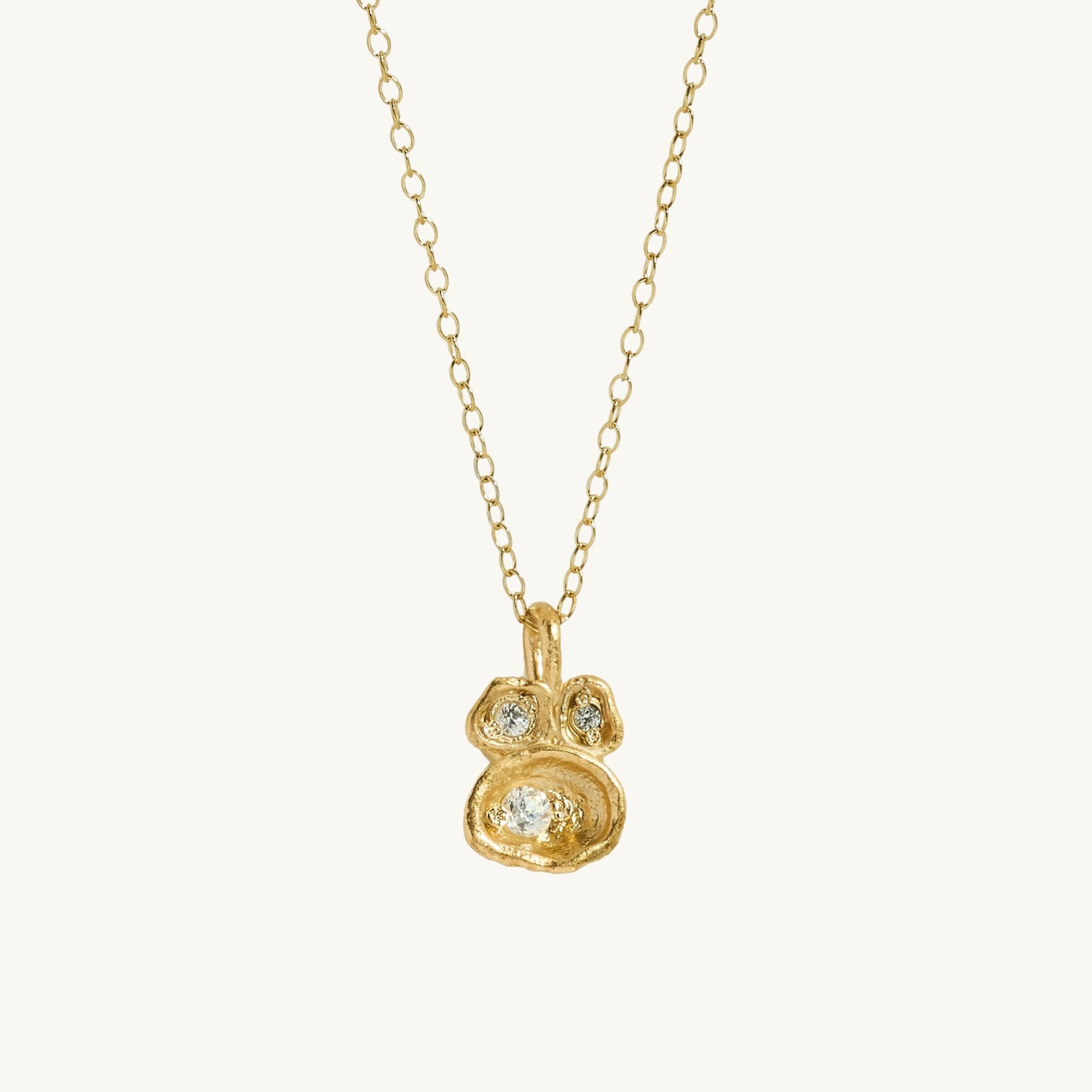 Lab-Grown Diamond Lichen Pendant Gold Necklace