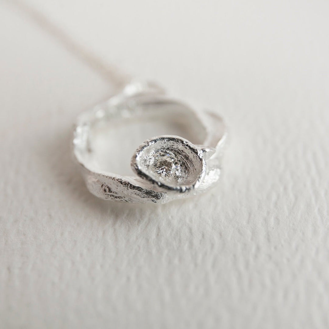Lab Grown Diamond Silver Eternity Necklace - Large - close up