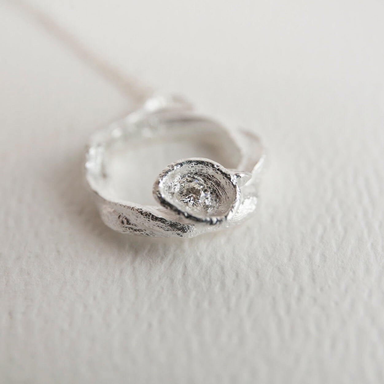 Lab Grown Diamond Silver Eternity Necklace - Large - close up