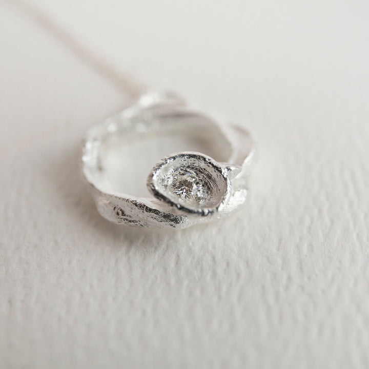 Lab Grown Diamond Silver Eternity Necklace - Large - close up
