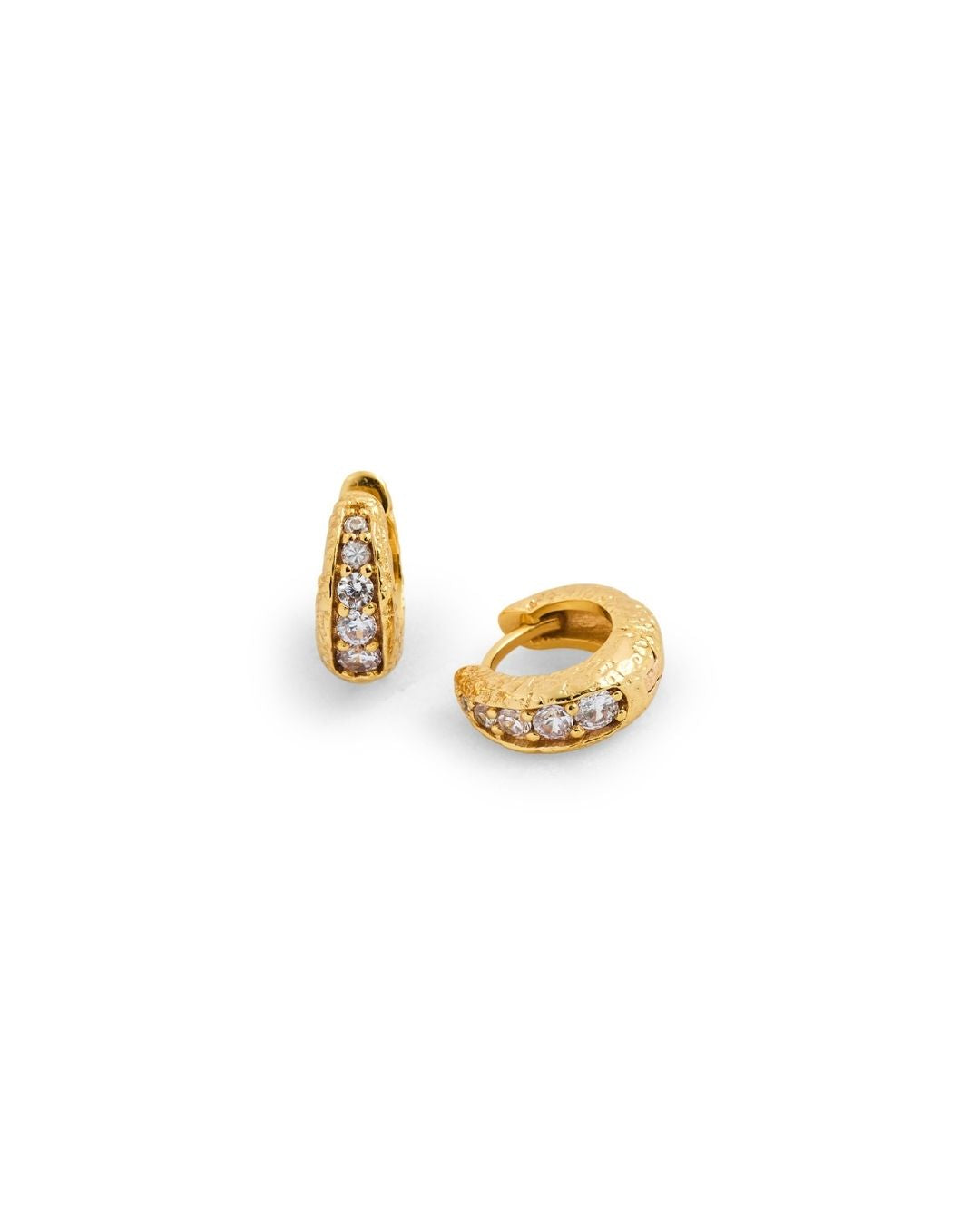 Lab-grown diamond antique gold huggie hoops