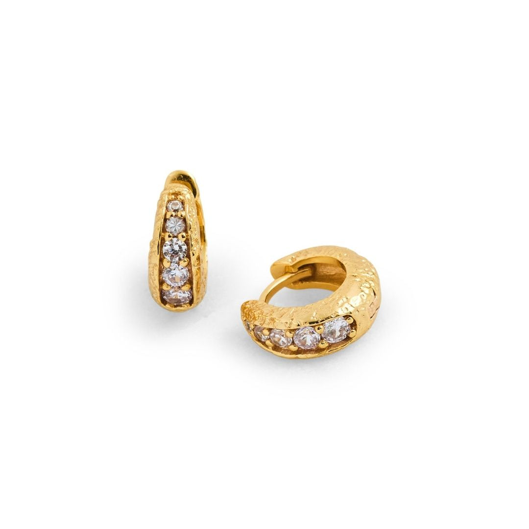 Lab-grown diamond antique gold huggie hoops