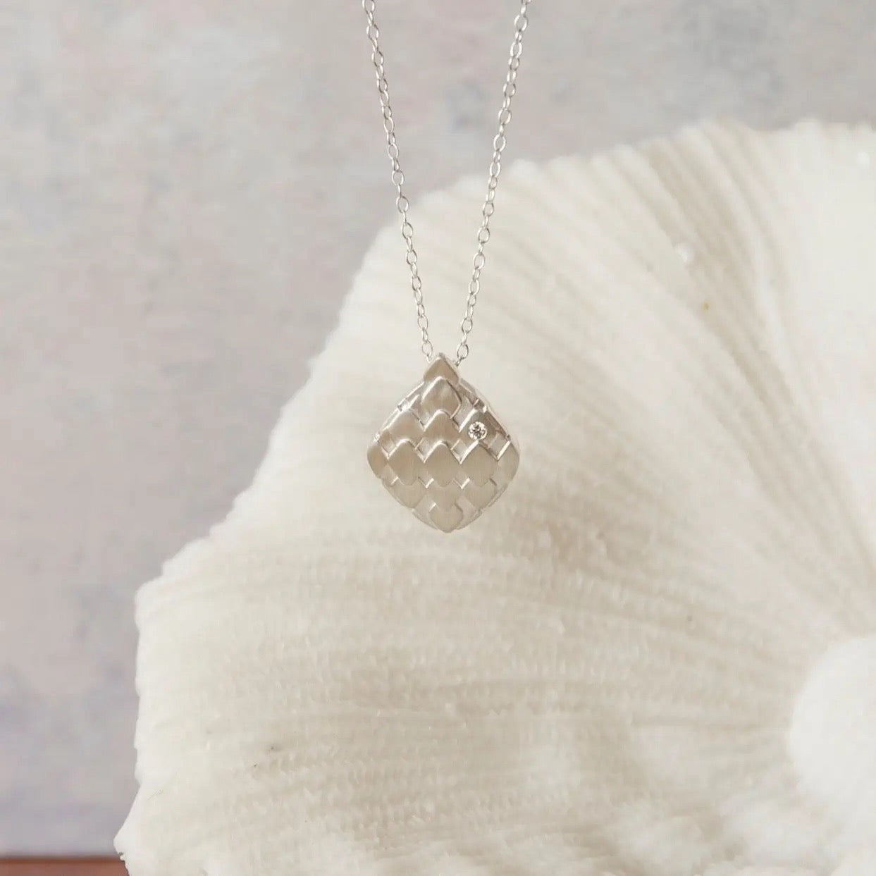 Diamond Art Deco Silver Necklace