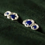 Lapis Lazuli Silver Double Lichen Stud Earrings - close up
