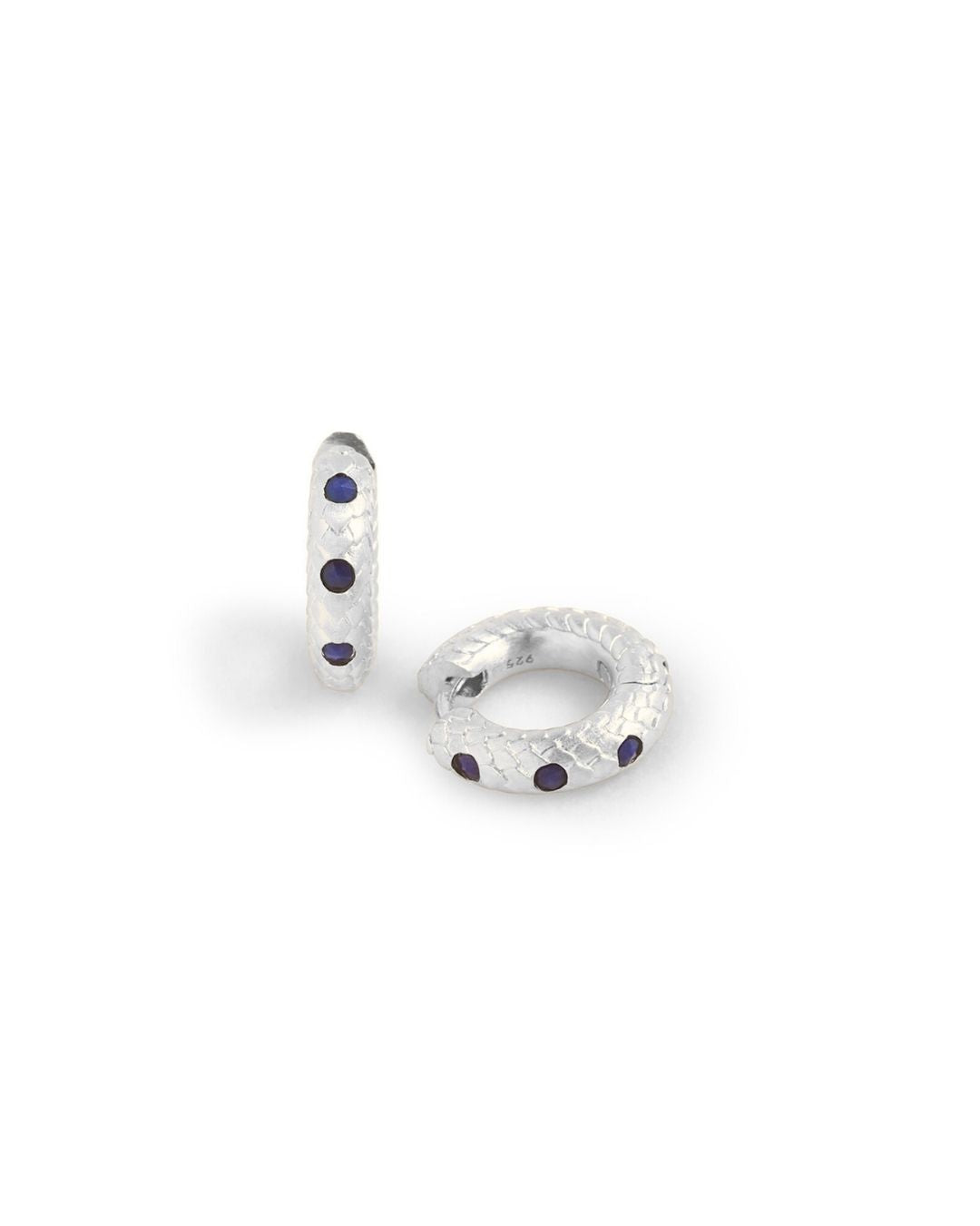 Art Deco Lapis Lazuli Silver Huggie Earrings