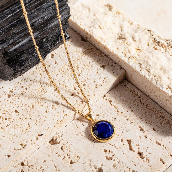Lapis Lazuli Gemstone 18k Gold Vermeil Disc Necklace