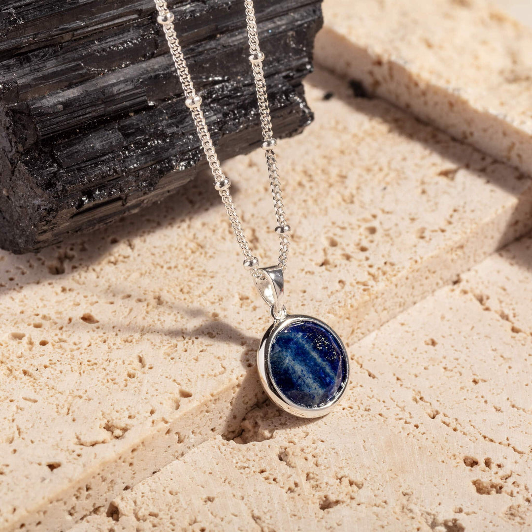 Lapis Lazuli Silver Disc Necklace