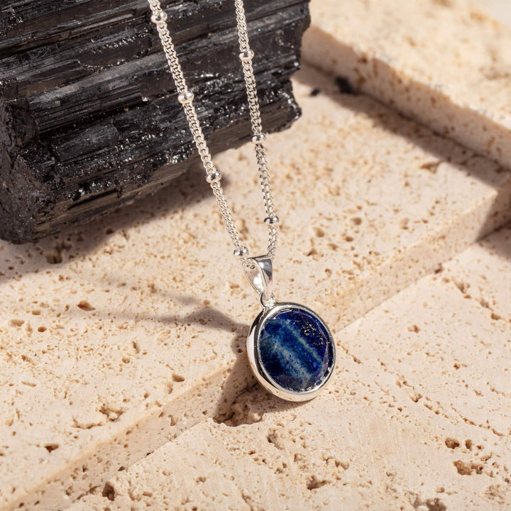 Lapis Lazuli Silver Disc Necklace