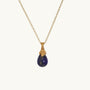 Lapis Lazuli Gold Lichen Pendant Necklace - Dainty Chain 
