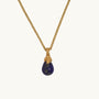 Lapis Lazuli Gold Lichen Pendant Necklace - Rolo Chain 