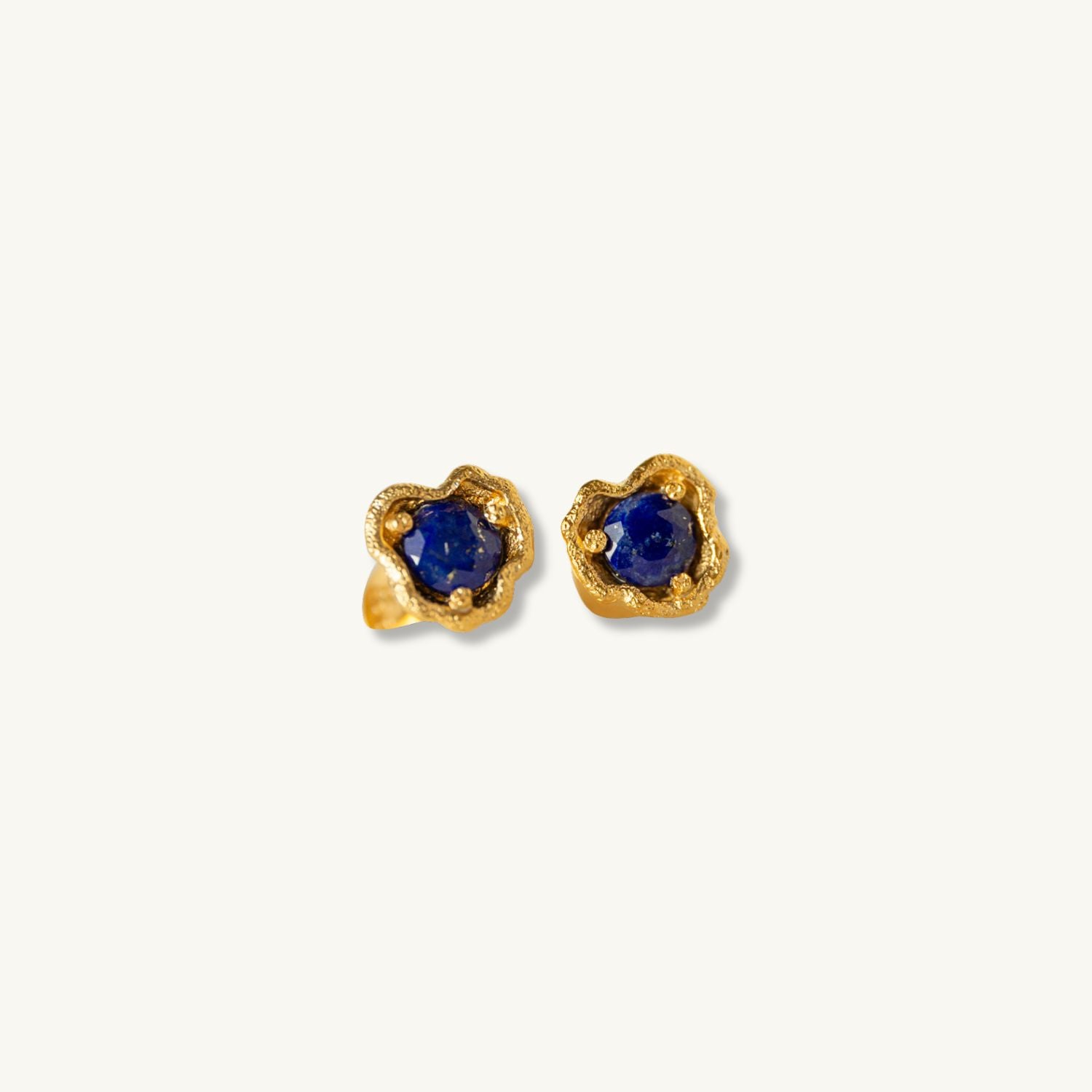Lapis Lazuli Gold Climber Stud Earrings