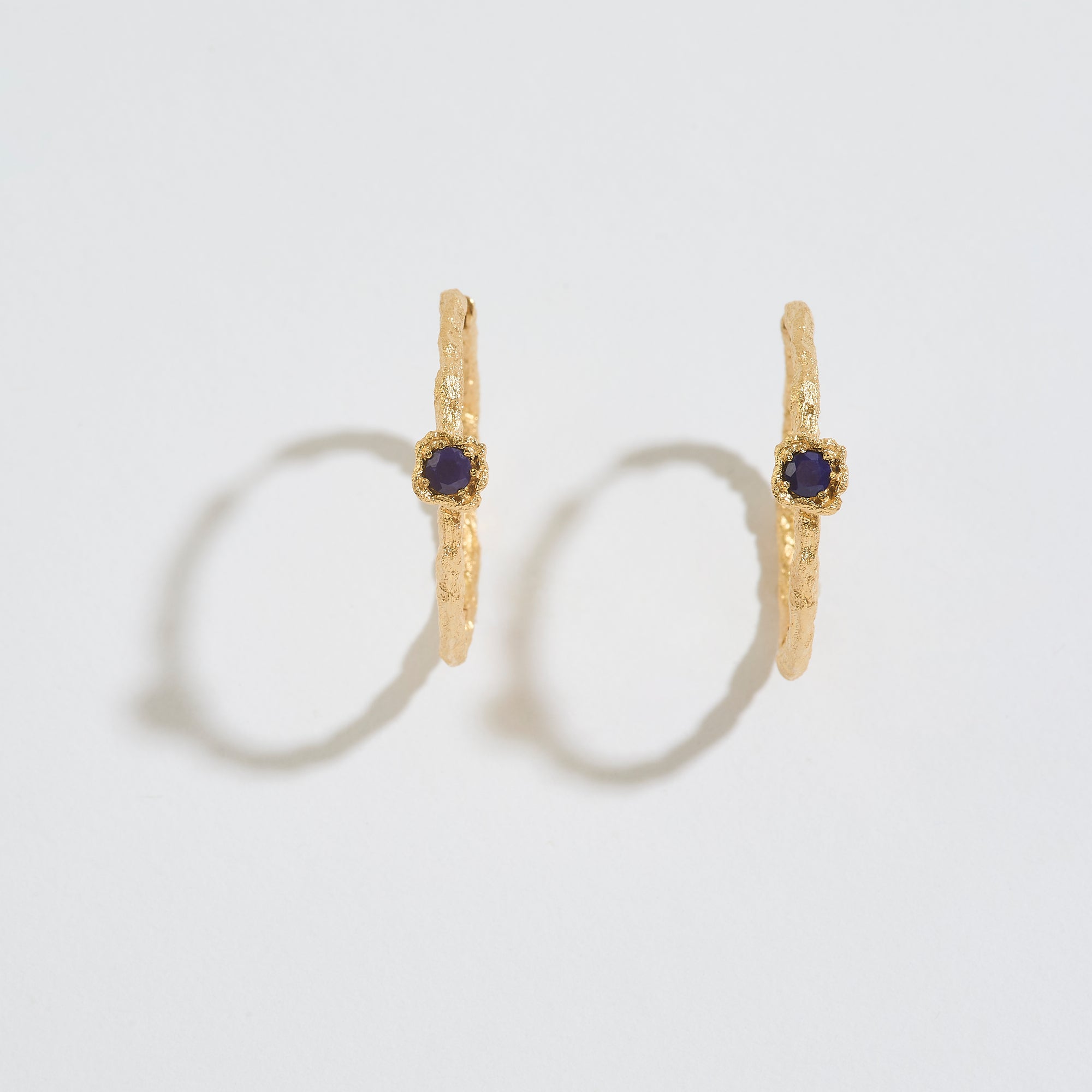 Lapis Lazuli Lichen Branch Gold Large Hoops