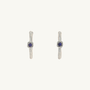 Lapis Lazuli Lichen Branch Silver Medium Hoops