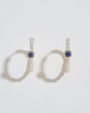 Lapis Lazuli Lichen Branch Silver Medium Hoops