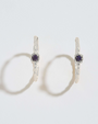 Lapis Lazuli Lichen Branch Silver Large Hoops