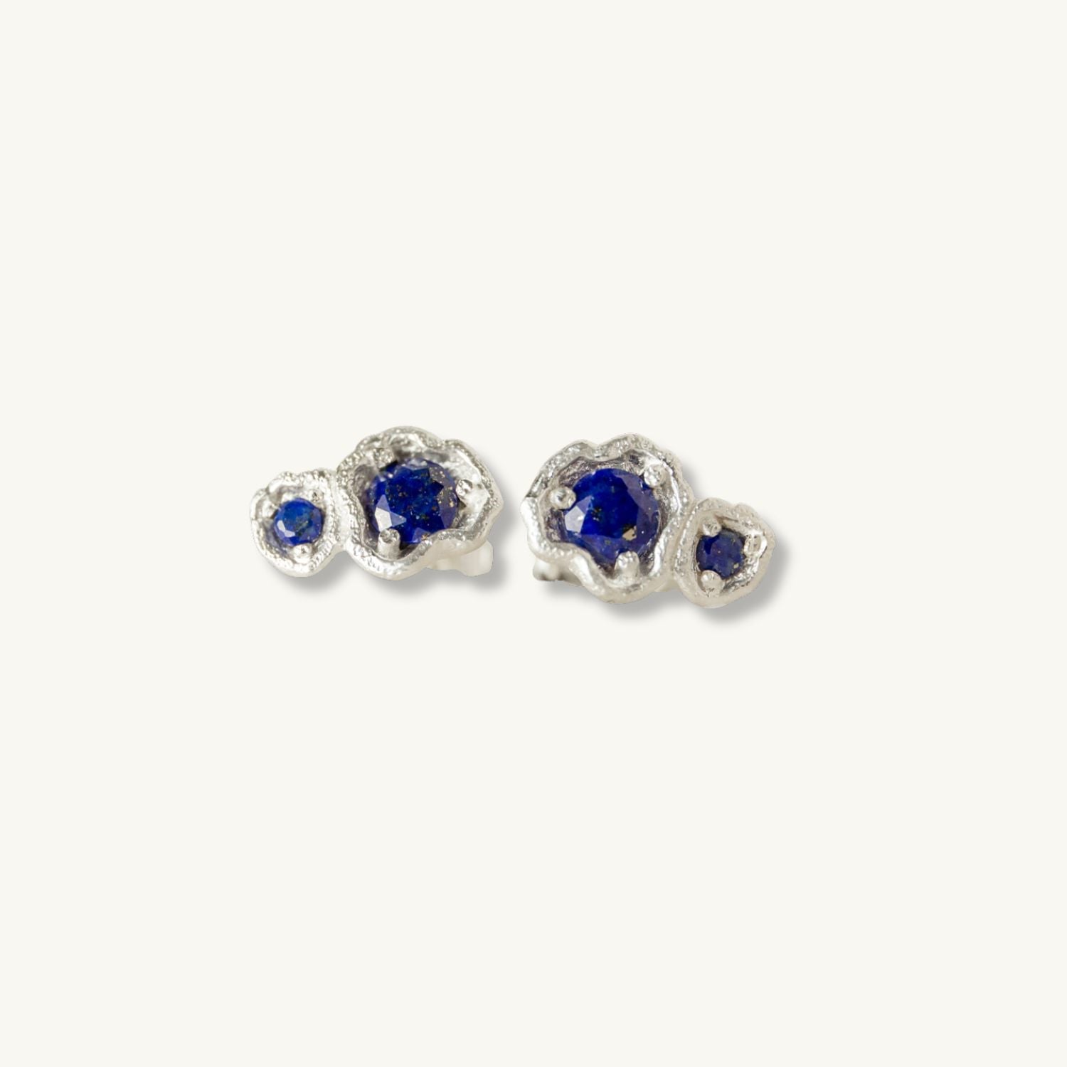 Lapis Lazuli Silver Climber Stud Earrings