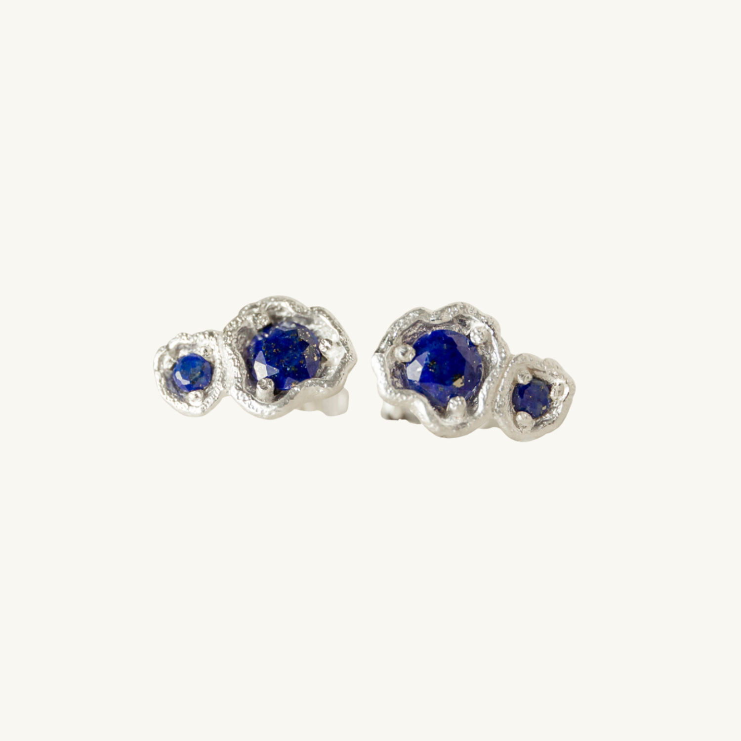 Lapis Lazuli Silver Climber Stud Earrings