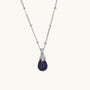 Lapis Lazuli Silver Lichen Pendant Necklace - satellite chain 