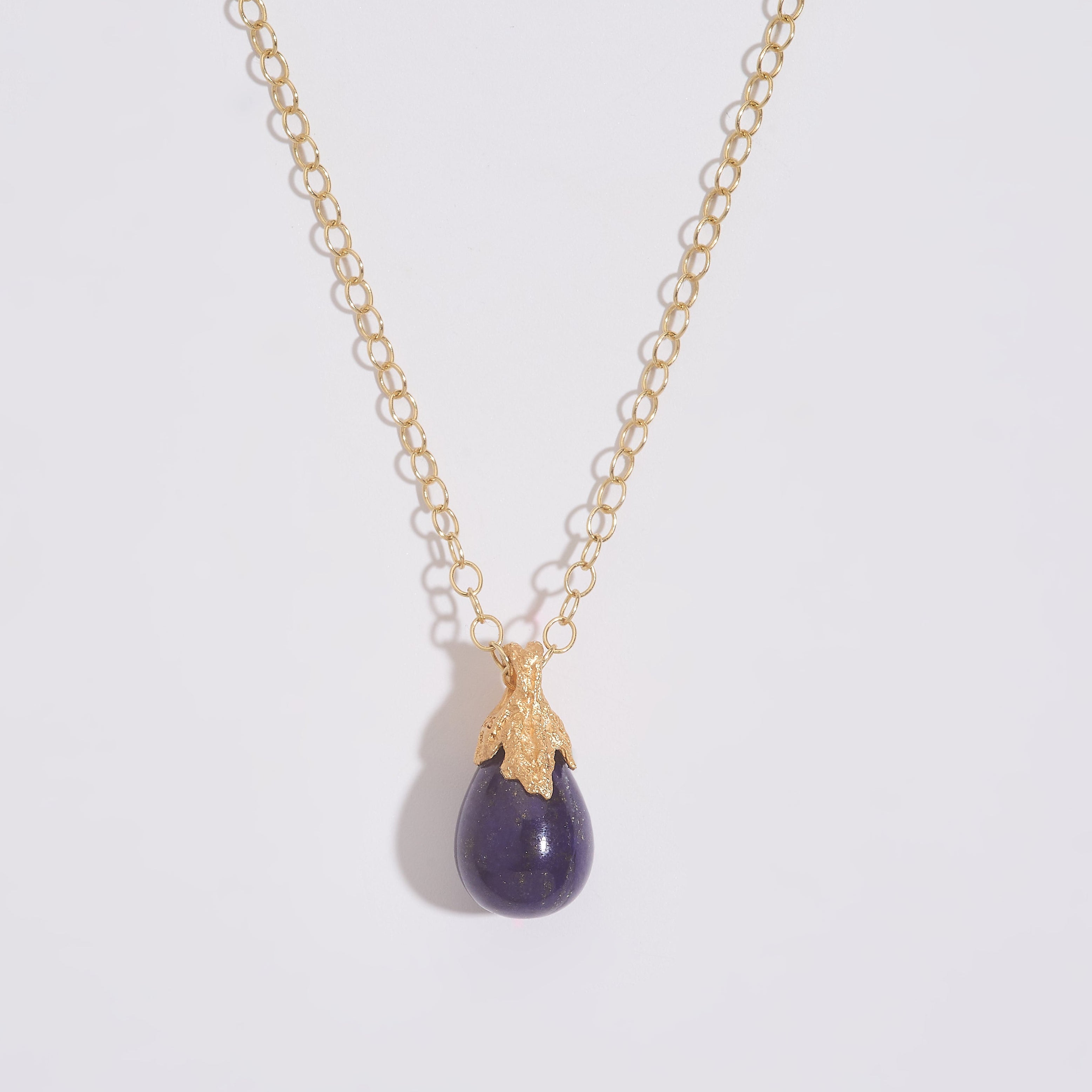 Lapis Lazuli Gold Lichen Pendant Necklace