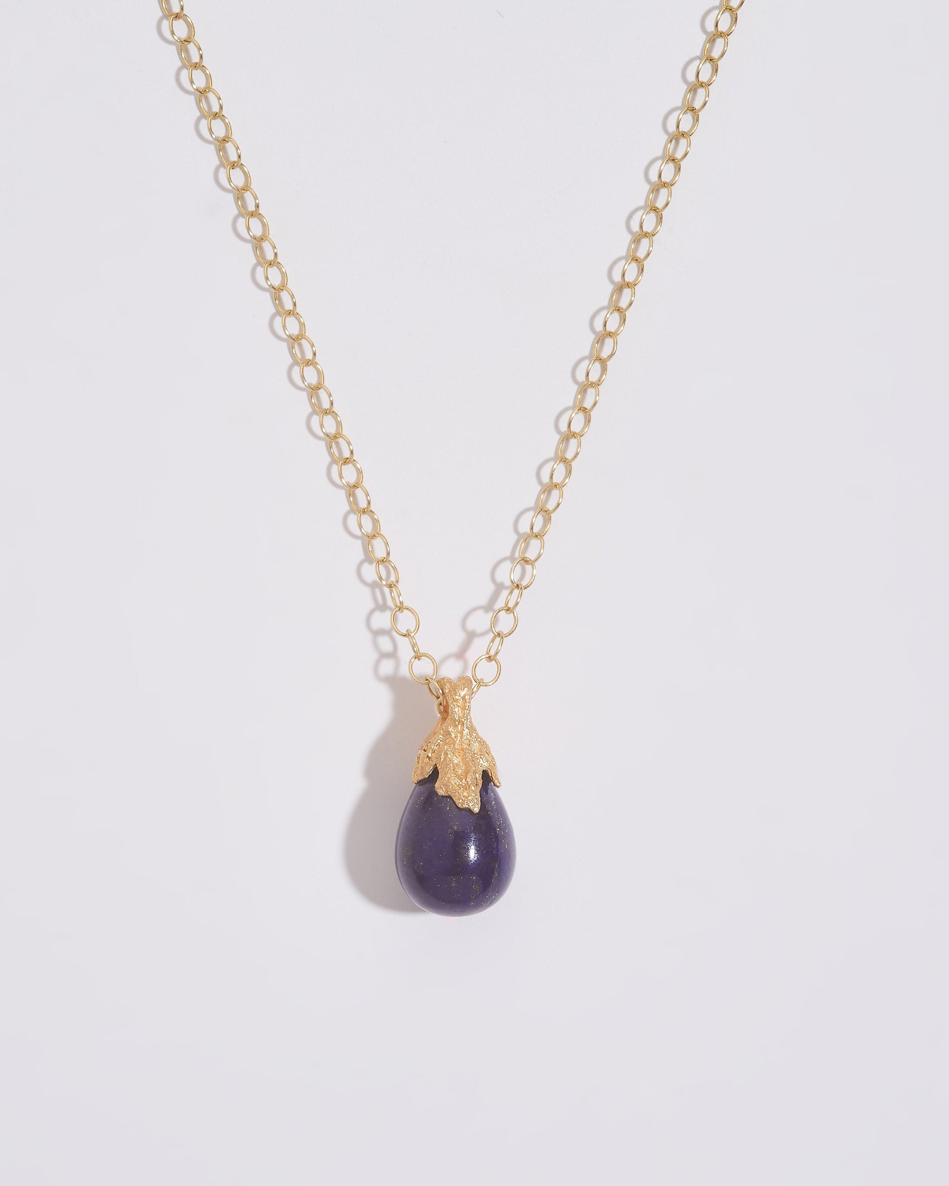 Lapis Lazuli Gold Lichen Pendant Necklace