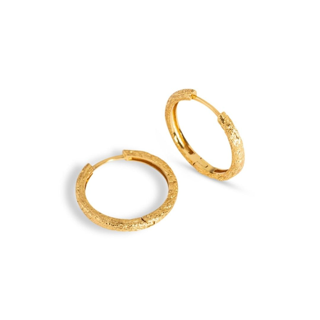 Antique-Textured Gold Hoop Earrings