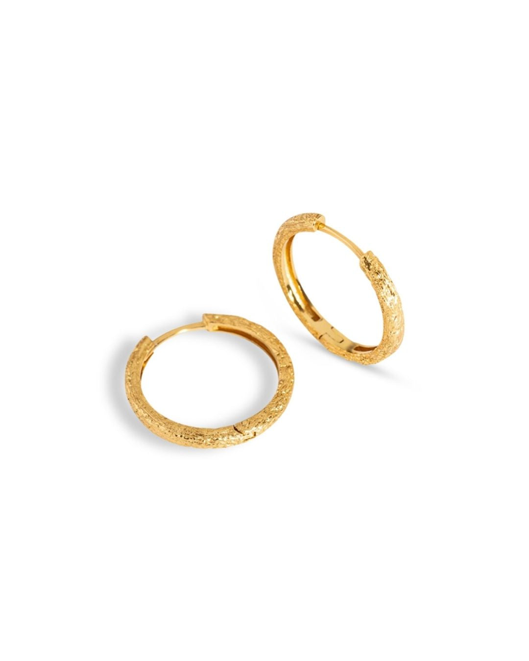 Antique-Textured Gold Hoop Earrings