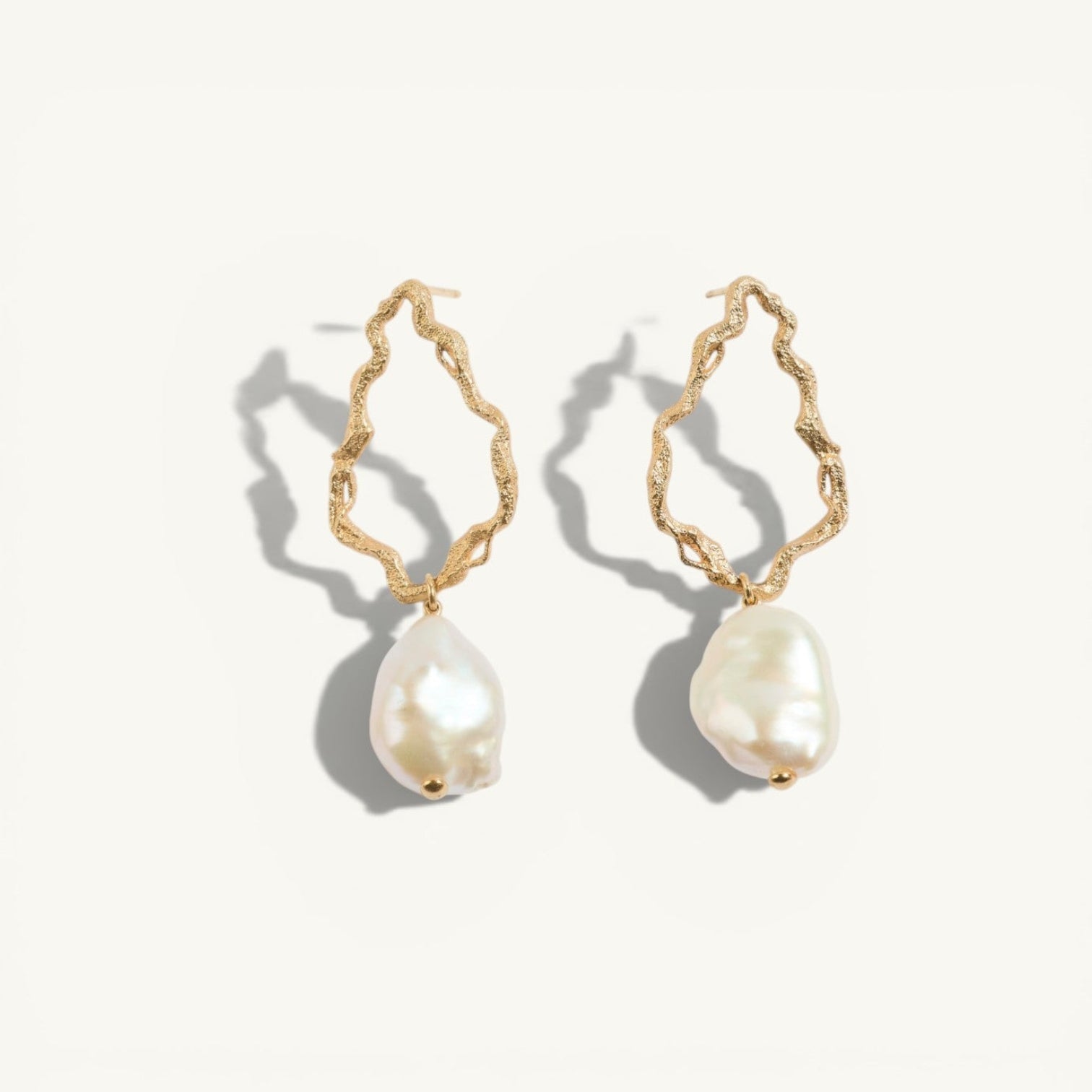 Gold Pearl Branch Drop Earrings