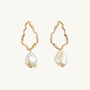 Gold Pearl Branch Drop Earrings