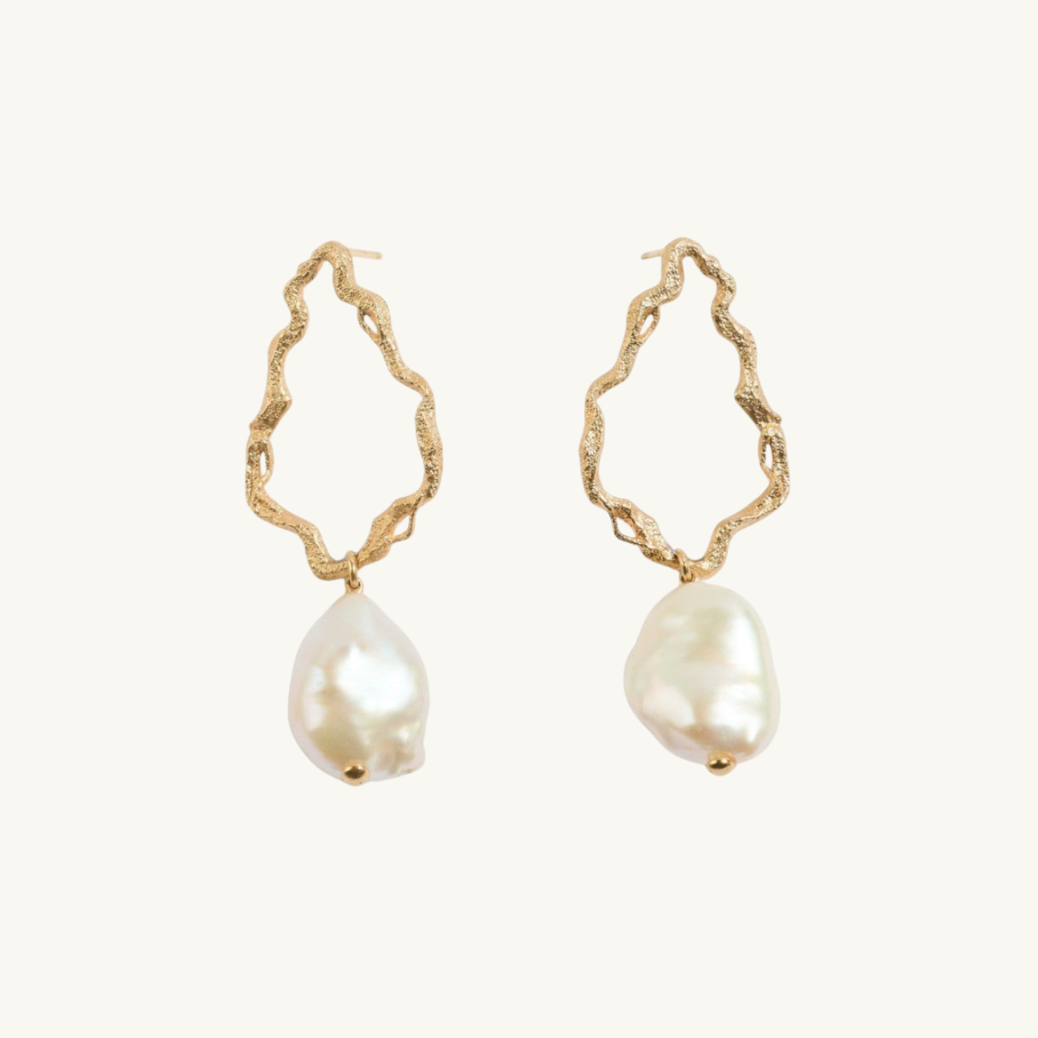 Gold Pearl Branch Drop Earrings